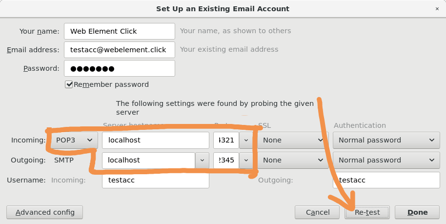GreenMail with mail client Step 3